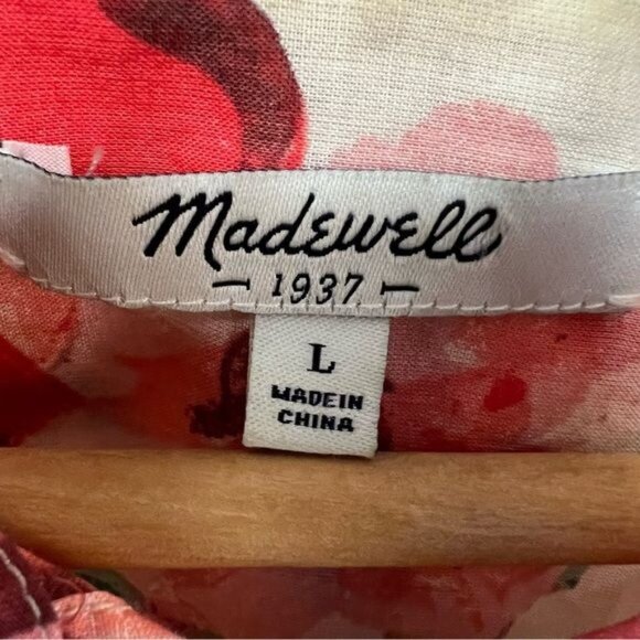 Madewell Red and Pink Floral Button-Down Shirt - Picture 2 of 3